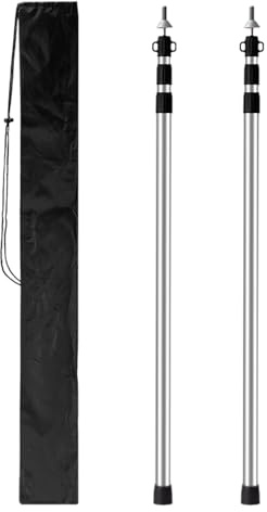 Tent Poles, Aluminium Tent Poles, Shade Awning Poles, Adjustable Tarpaulin Poles, Telescopic Canopy, Lightweight Protection Frame Kit for Outdoor Tent Extension Accessories with Carry Bag