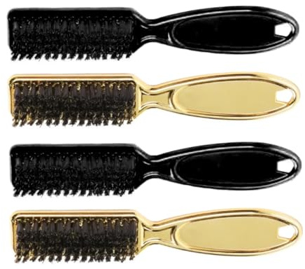 TOYZFRIENDY 4 Stück Teiliges Schwarz und Gold Weiche Hautfreundliche Haarbürsten für Haarreste Bartpflege und Staubreinigung mit Praktischem Aufhänge design für Salon und Zuhause