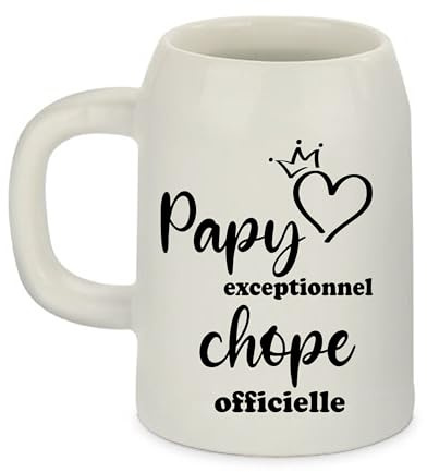 Chope de Bière 500 ml Papy Exceptionnel – Chope Officielle Cadeau Personnalisé – Idée Cadeau Originale Fête des Grands-Pères, Anniversaire, Noël