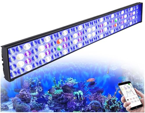 PopBloom H75 WiFi Meerwasser Aquarium Beleuchtung 90W, Volles Spectrum Led Aquarium Lampe für Reef Coral SPS/LPS Fischaquarium, APP unterstützt Deutsch(75cm Lampe für 75-90cm)