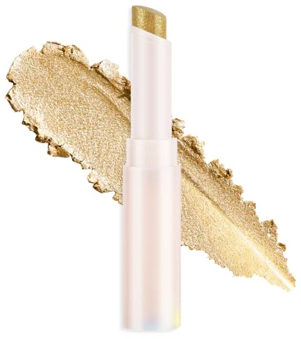 BUTBU Crystal Gel Shine Stick, glittrande ögonmakeup, eyeliner lysande penna med krämig konsistens, långvarig ögonskugga, lätt att mixa makeup - gyllene flicka(05)