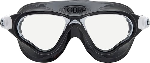 CRESSI since 1946 - Cobra XP - Goggles Monoblock with Separate Lenses for Swimming Pool Snorkelling and Triathlon, Anti Fog_Scratch_UV Protection - Black/Black/Pink_Smoked Lenses - One Size