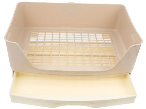 VALICLUD Große Hasentoilette aus Kunststoff mit Schubladen Design und Eckform Leichte Litter Schublade Style Toilette für Erwachsene Kaninchen und Meerschweinchen im Beige Farbton