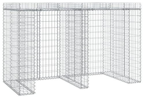 Abri pour 2 Poubelles, Cache Poubelle Cadre à Gabion pour Poubelles Extérieur 192x91x120 cm Fer galvanisé