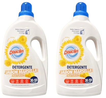 Detergente Líquido Jabón Marsella Natural Pack 2 x 30+10 Lavados | Limpieza Profunda, Aroma Fresco, Ropa Blanca y Color, Alta Eficiencia, Botella Compacta