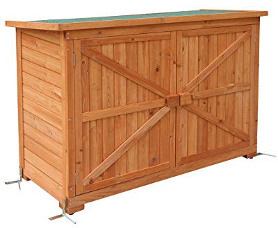 MCombo Gartenschrank Geräteschuppen Werkzeugschrank Outdoor-Schrank Gartenbox 1280 aus Holz Natur, 50 X 128 X 88 cm