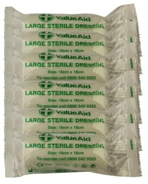 Value Aid Large Sterile Dressing - 18cm x 18cm - Pack of 6
