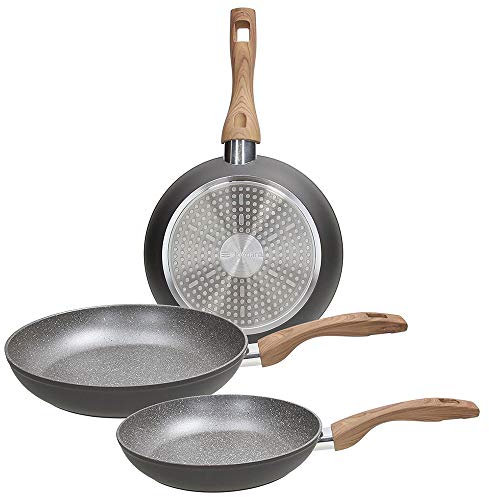 Tognana Great Stone, Set 3 Padelle 20/24/28 cm, Alluminio, Grigio