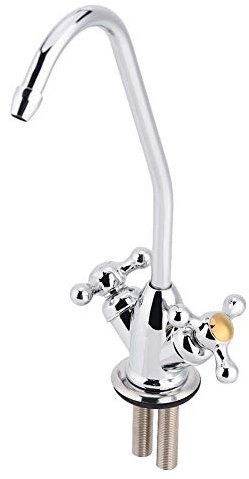 Omabeta Rubinetto da 1/4 '' Rubinetto da a Doppia Testa in Lega di Zinco Spazzolato Ad Alto Rubinetto per Lavello Ad Osmosi Inversa Cromato Rubinetto per Acqua Potabile RO