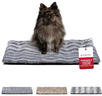 HS-Hundebett® Hundedecke Exklusiv mit Füllung und Anti-Rutsch XS (45x65 cm) – Gepolstert & Waschbar – Gemütliche Hunde Kuscheldecke – Anthrazit, Made in DE
