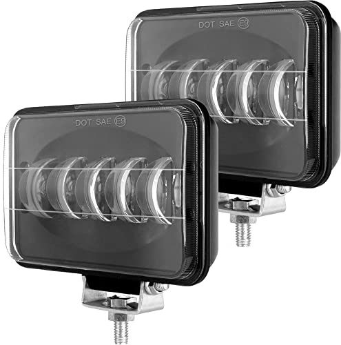 XuanBaOffroad 4x6 Inch LED Headlights, Square, 12V-24V, White, Aluminum
