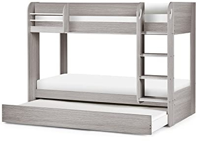 Julian Bowen Mars Bunk & Underbed Grey Oak | Modern Kids Bed with Ladder, 90cm/3ft, Ideal for Kids & Guest Rooms, Wooden Bunkbed, No Box Spring Needed
