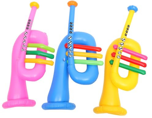 BESTonZON 3stücke Teiliges Aufblasbares Musikinstrument Aus PVC Bunte Party-Requisiten Für Junge Mädchen Langlebige Trompete Horn Spielzeug Als Geburtstagsdeko Und Musikspielzeug