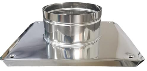 Placa base, acero inoxidable, placa de apoyo, placa base para chimenea, placa de suelo, chimenea, conducto de humos, campana de chimenea, remate de chimenea, accesorio para chimenea (diámetro 100 mm