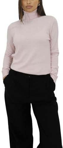 Win's Pullover mit Rollkragen aus Wolle und Kaschmir für Damen, hergestellt in Italien, hellrosa, Medium