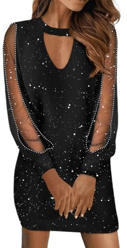 WVONIF Robe Noel Femme Grande Taille Robe de soirée Longue à Paillettes pour Femme avec Ourlet à Volants - Robe Festive pour Mariage Robe Femme Jean Grande Taille Jupe Patineuse Femme a Bretelle