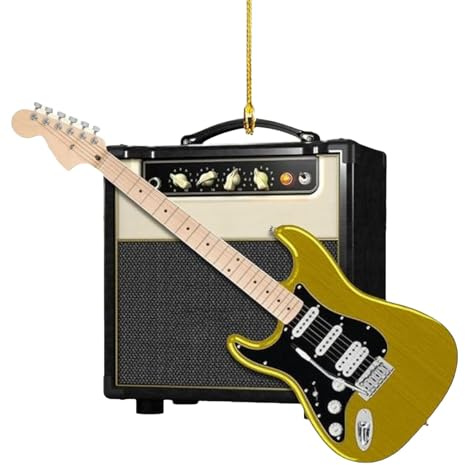 Adorno de guitarra eléctrica, adornos de guitarra para árbol de Navidad, adornos para el árbol de Navidad Decoración 2D acrílico, Ornamentos navideños para instrumentos, adornos musicales, adornos