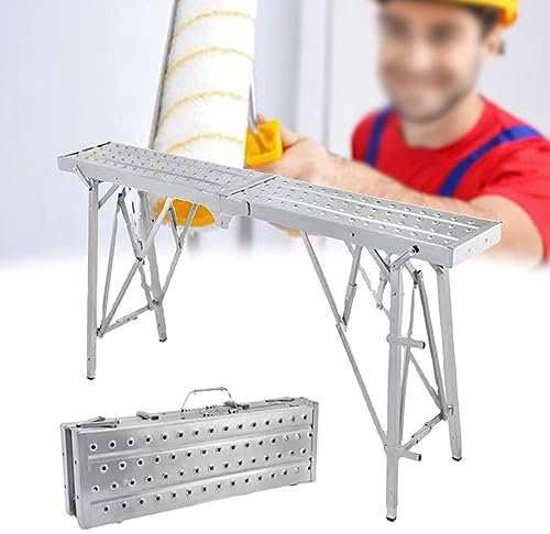 XCHSXYL Klappbares Gerüst, Arbeitsplattform, Trittleiter, höhenverstellbar, für Dekoration, Reinigung, BAU, Haushaltsgerüst (140 cm)