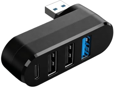 LifgWas Hub USB 3.0 Multiport avec 4 Ports Power Delivery, Adaptateur USB Multiple pour PC, MacBook, Voiture, Disque Dur, Souris, Clavier - Rotatif 180°