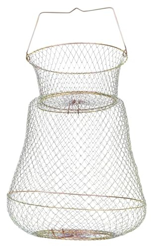 Alipis Cesto per Pesci in Rete di Metallo Pieghevole 33X54 CM Accessorio per Trappola Granchi Design a Molla Apertura Automatica Resistente e Capiente per Pesca all'Aperto
