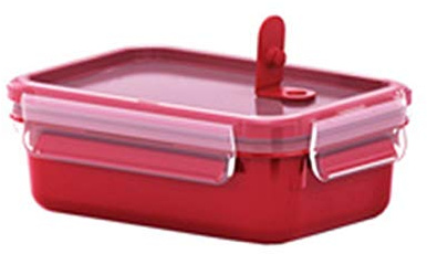 Emsa Mikrowellendose Clip & Micro 517776 | Mikrowellenventil | 1,2 L | Lunchbox | Integrierte Maßeinteilung | Made In Germany | Rot/ Transparent