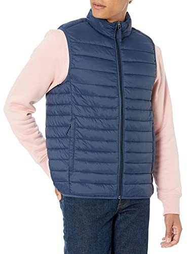 Amazon Essentials Men's Lightweight Water-Resistant Packable Puffer Vest, Navy, X-Large