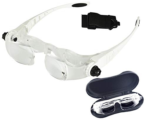 Koimg Lupenbrille,Max TV Fernsehbrille,3.8X 4X Linsen,-3 Dioptrieneinstellung – Kopfbandlupe Stirnlupe Brillenlupe Für Brillenträger, Lesen, Handwerk, Juweliere, Nähen,Reparatur,4X
