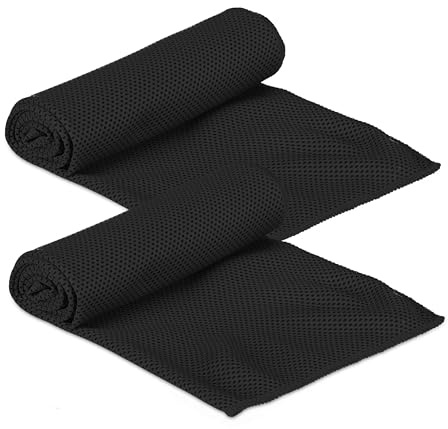 Relaxdays Asciugamano Rinfrescante, Set da 2, Asciugamani Refrigeranti da Collo, per Sport e Fitness, 90x30 cm, Nero
