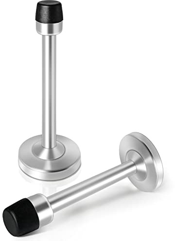 Fermaporta lungo, fermaporta, fermaporta da 15.2 cm, in acciaio inox spazzolato, protezione da parete per porta extra lunghi, confezione da 2 pezzi, colore: argento