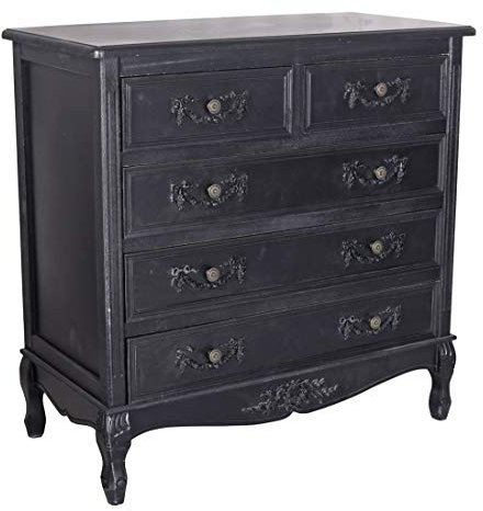 Antik Kommode Wäschekommode Vintage Schrank Schubladen Schwarz hmd325 Palazzo Exklusiv