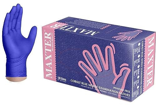 Disposable Nitrile Gloves, Anti-Virus, Powder Free, Box of 100 Gloves