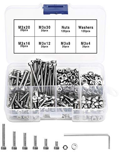 DONQL Schirmkopfschraube Edelstahl-Sechskopf-Knopf Schrauben Muttern Set Schraubensortiment mit Schraubenschlüssel Unterlegscheiben (360 Stück M3)