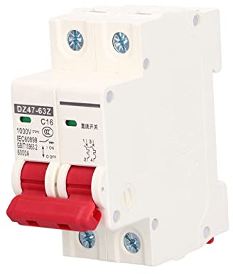 1000V DC Leitungsschutzschalter 16A 2P Hutschiene Home Überlastschutz Luftschalter Sicherungsautomat für Wohnbeleuchtung Verteilerleitungen Solar PV Anlage DZ47-63Z C16