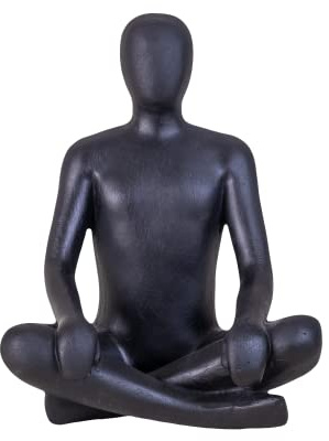 IDYL Moderne Skulptur Sandsteinguss Sitting Man Crossed Legs schwarz