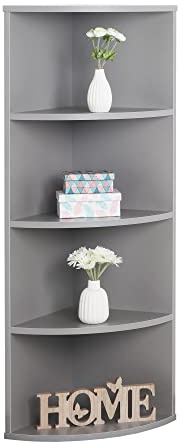 RICOO Eckregal Hängend 110 x 33 x 33 Grau Spanplatte aus Holz Hängereral WM058-PL Regal Wand Bücherregal Eck Wandregal Ecke Küchenregal Wandboard Eckwandregal Schweberegal