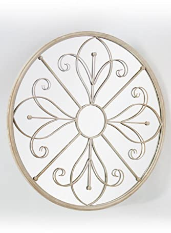Large Metal Rustic Circular Window Garden Mirror Summer Orchid 90 X 90cm