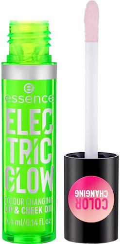 essence ELECTRIC GLOW COLOUR CHANGING LIP & CHEEK OIL, Rouge, Transparent, pflegend, Expressergebnis, farbanpassend, vegan, ohne Alkohol, ohne Parabene, ohne Mikroplastikpartikel, 3er Pack (3x4.4ml)