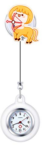 Avaner Reloj de Bolsillo para Enfermera Reloj retráctil para Enfermera Colgante Acrílico Diseño de Dibujos Animados Reloj de Solapa portátil con Clips Reloj Fob Reloj de Bata Reloj de Hombres Mujeres