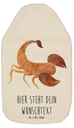Mr. & Mrs. Panda Personalisierte Wärmflasche Sternzeichen Skorpion - Weiß