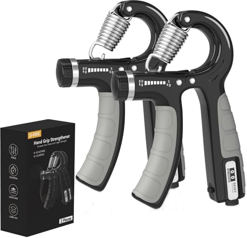 U-VKK Entraîneur de main, set de 2 Entraîneur d'avant-bras, poignée 5-60 kg, Entraîneur d'avant-bras de main, Grip Force de préhension (gris foncé)