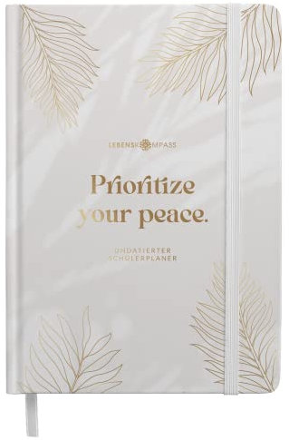 Lebenskompass® Schülerkalender ”Heavenly” A5 OHNE DATUM - Schöner Schülerplaner mit vielen Extras - Hausaufgabenheft 2024/2025 für Schüler undatiert Schulplaner 2024 2025