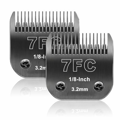 Ersatzklinge für Hundepflege, Kompatibel mit Heiniger/MOSER Max45 /Andis/Oster A5/Wahl 10KM Series Hundeschermaschine, Größe 7F 1/8 (3,2mm) Schnittlänge, 2 Stück Schwarz