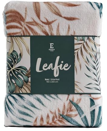 ESSEX - Kuscheldecke Leafie, 150 x 200 cm, Decke, 100% Polyester, Sofadecke, Blumen - Beige