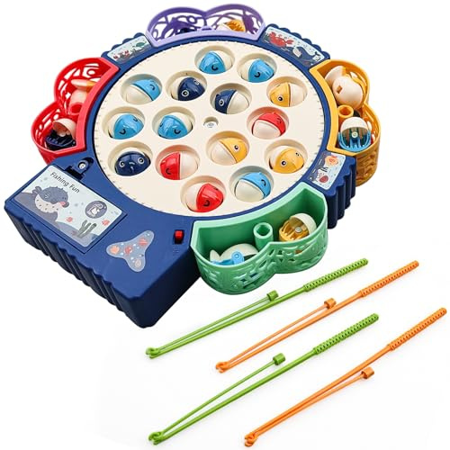 Morofme Magnetic angelspiel, Fische Angeln Spiel mit ON/Off Musik, Set enthält 25 Fische und 8 Angeln,Angelspiel ab 2 3 Jahre, Montessori Motor Skills Educational Board Game Geschenk