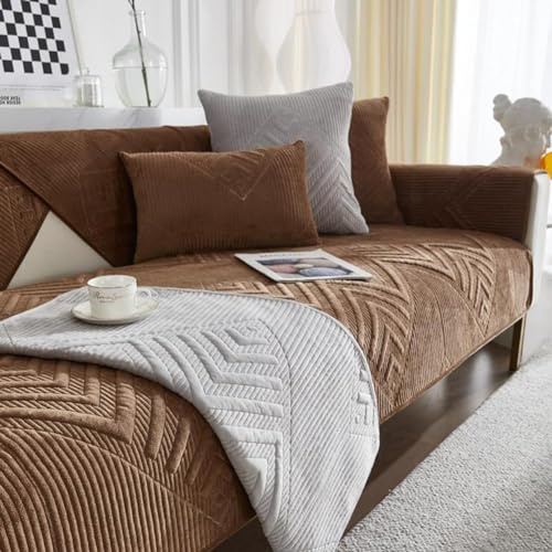 SANTUO Sofabezug Antirutsch,Sofa überzug Sofaschoner rutschfest,Sofa Cushion Sofaschutz L Form Ecksofa,Couch Bezug Schmutzabweisend Sofaschutz Hund Kratzschutz Katze, Dark Brown5-70x150cm