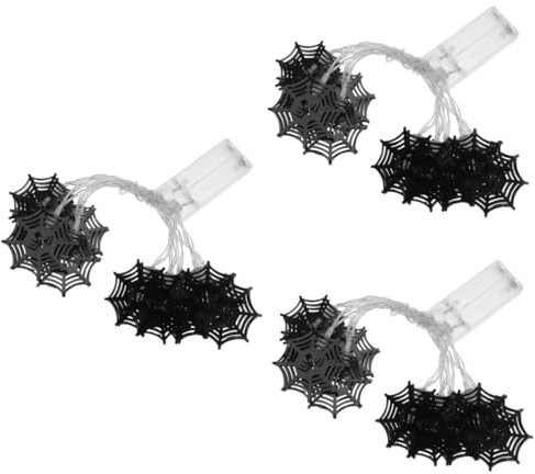 IMIKEYA 3-teilige Lichterkette Riesige Halloween-lichterkette Mit Spinnennetz 10 Leds Eisenkunst Spinnendekor Schwarz 1 5 M Stroboskop-dauerbetrieb Für Partydekorationen