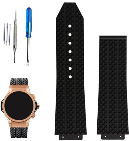 XIW Kompatibel mit 19 mm × 25 mm × 22 mm Hublot Big Bang Gummi-Uhrenarmband, Ersatz für Herren, Silikon-Armband, Damen-Armband