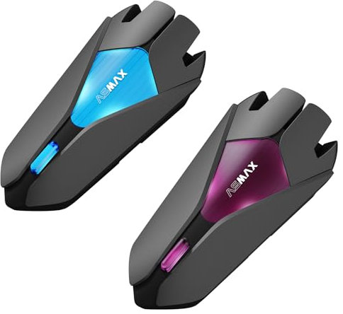 ASMAX Z1 Intercomunicador Casco Moto Bluetooth, 10 Motociclistas Mesh Intercom, Control por Voz/Carga Rápida/Emparejamiento Universal/Cancelación de Ruido/ IP67 Impermeable, Doble