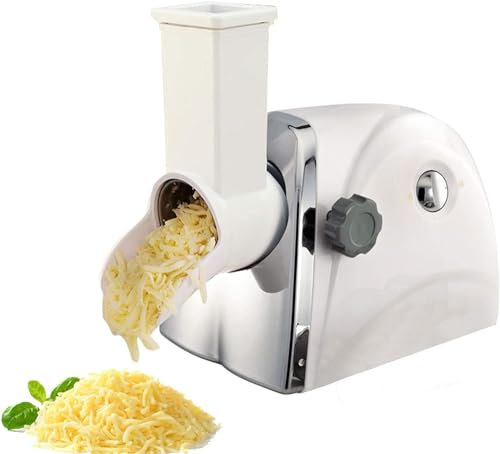 Electric Cheese Grater Machine, Stainless Steel Rotary Cheese Grater with 3 Detachable Drum Blades - Multifunctional Cheese Shredder for Vegetables & More