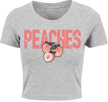 Miss Tee dam Peaches Cropped Tee, GRÅ, S